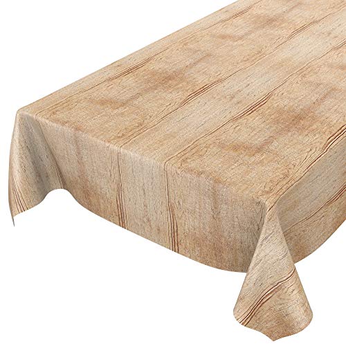 Anro - Mantel de hule lavable, para mesa, 95% PVC, 5% poliéster., Madera beige marrón., 100 x 140cm Schnittkante