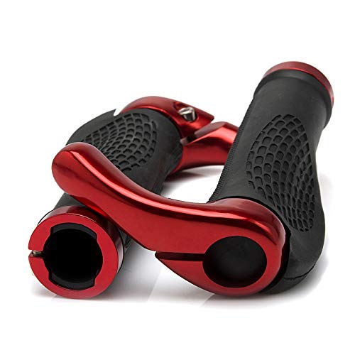 ASEOK Asas para Manillar de Bicicleta de la Marca diseño ergonómico de Goma para Manillar de Bicicleta de montaña, con Extremos de Cuernos, Protector cómodo, Adecuado para 22,2 mm (Rojo)