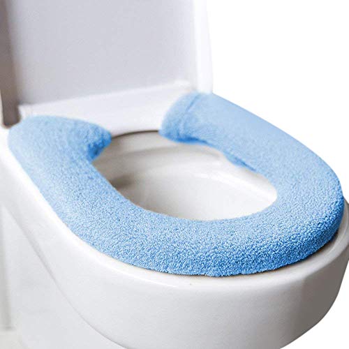 Baffect Funda gruesa para asiento de inodoro, antibacteriana, de lujo, cálida, universal, color azul