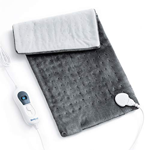 Bedsure Almohadilla Eléctrica Térmica Lumbar - Manta Eléctrica Pequeña de 3 Calentamiento Niveles, Esterilla Calor con Función de Apagado Automático, Gris, 30x60cm