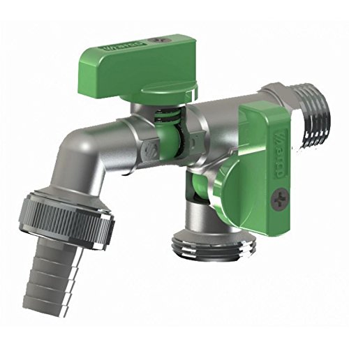 BFG Grifo con dos válvulas de drenaje Conexión de agua de 1/2 "| Con dos salidas de 1/4" con cerradura individual Conector para manguera de jardín de 15 mm incluido