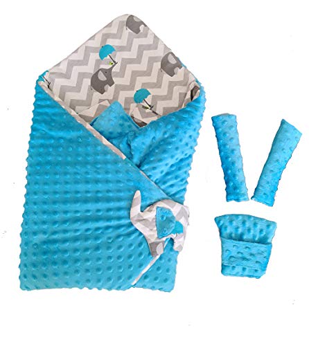 BlueberryShop Minky manta de forro polar para envolver al bebé en el coche, Saco de dormir para bebés recién nacidos, Para bebés de 0-3 meses, 78 x 78 cm, Azul Elefante BlueberryShop Minky manta de forro polar para envolver al bebé en el coche, Saco de dormir para bebés recién nacidos, Para bebés de 0-3 meses, 78 x 78 cm, Azul Elefante