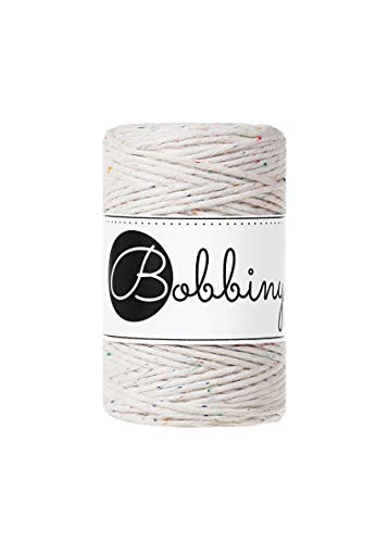 Bobbiny Hilo de macramé de 1,5 mm Rainbow Dust 100 metros (color natural/arcoíris) (color natural/arcoíris) Macrame Cord, se vende por metros