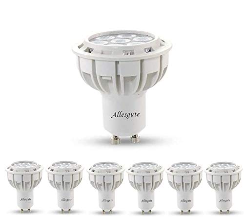 Bombillas LED GU10, foco luminoso, 7 W, equivalentes a 60 W, bombillas LED foco, 550 lm, blanco neutro, 4000 K, 50 x 55 mm, no regulable, lote de 6