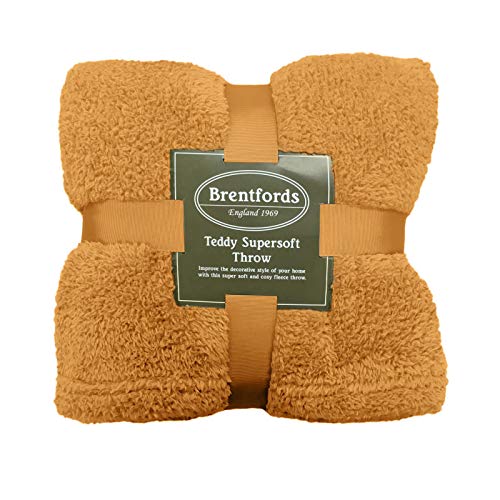 Brentfords Manta de Forro Polar para Cama de Peluche, Supersuave, cálida, para Invierno, Color Ocre, 150 x 200 cm Brentfords Manta de Forro Polar para Cama de Peluche, Supersuave, cálida, para Invierno, Color Ocre, 150 x 200 cm