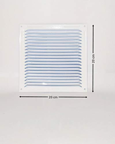 BricoLoco.com Lote 2 uds. Rejilla de ventilación plana de aluminio pintado blanco. Rejilla blanca rectangular pintada en ambas caras. (20x20 cm)