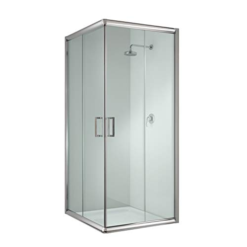 Cabina de ducha cuadrada de 75 x 75 x 185 cm, transparente, 6 mm de grosor