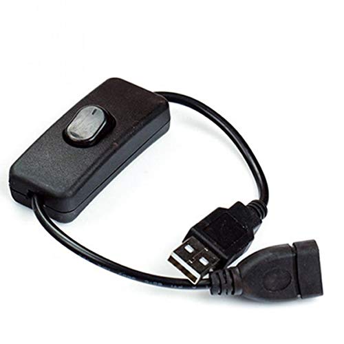 Cable USB macho a hembra con interruptor de encendido/apagado Cable de extensión Alternar para lámpara USB Ventilador USB Tira de luz LED Línea de alimentación Corriente 2A negro WEIWEITOE