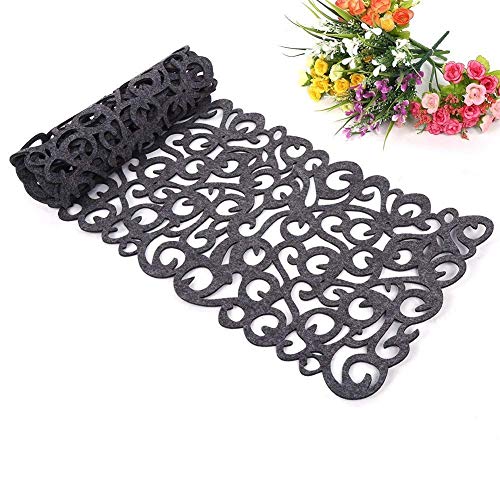 Camino de mesa, la flor hueco Tischband Mantel almohadilla de fondos de pantalla Coaster Decorar su habitación lavables, 100 x30cm (gris oscuro)