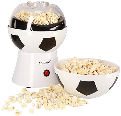 celexon máquina de Palomitas de maíz sin Aceite/bajo en Grasa CinePop SP10-20x20x29cm - Peso: 1,2 kg - Blanco/fútbol