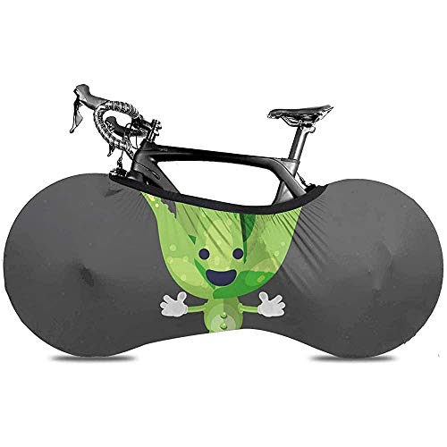 Cubierta de Rueda de Bicicleta, Cubierta de Bicicleta - Aloevera Verde de Dibujos Animados Diseño de Personaje Mascota Maceta de Vera Blanca