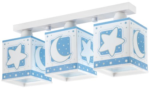 Dalber 63233T Moon and Stars, Lámpara regleta 3 luces Luna y estrellas azul, E27, Clase de eficiencia energética A++ a C Dalber 63233T Moon and Stars, Lámpara regleta 3 luces Luna y estrellas azul, E27, Clase de eficiencia energética A++ a C