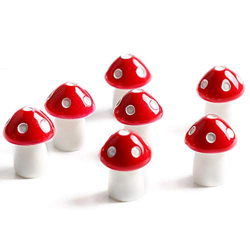 Danmu Art - Juego de 10 mini hongos de PVC para casa en miniatura, jardín de hadas, micro paisaje, decoración para el hogar, jardín, macetas, bonsái, decoración para manualidades (rojo)