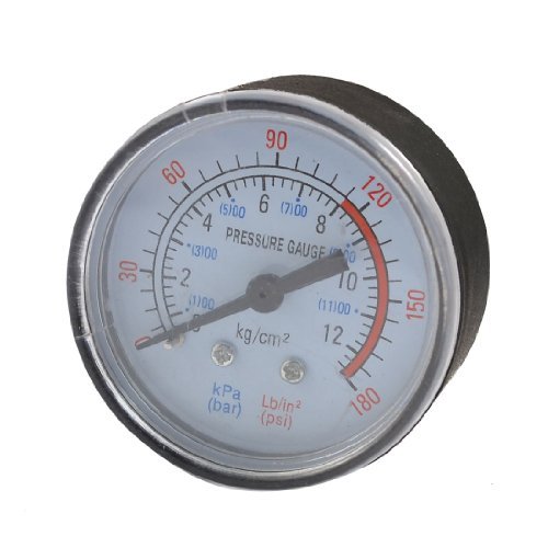 DealMux 0-180 Psi 0-12 Bar Black Plastic Shell Air Pressure Dial Gauge