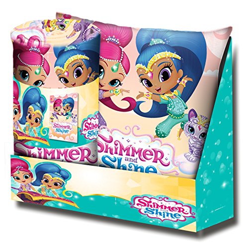 Desconocido Kids Cojín y Manta con Diseño Shimmer&Shine, Forro Polar, Rosa, 12x22x35 cm