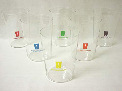 Dkristal Lote 6 Vasos Sidra Cristal Transparente Sella 500ML Colores TU Vaso TU Color