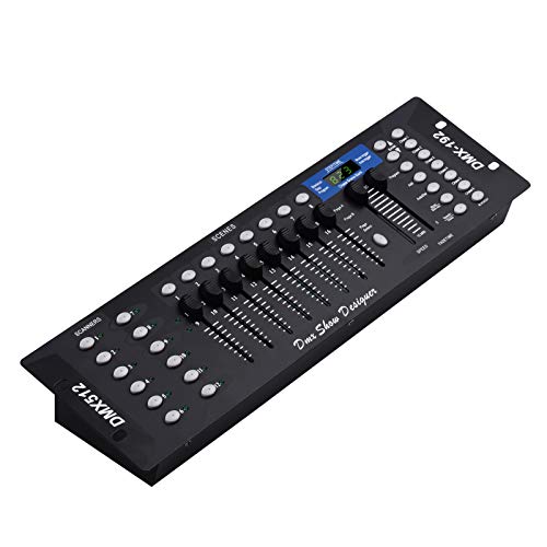 DMX512 Controlador de luz Panel de consola 192CH Función de programación Sonido activado con antena de pantalla LED para escenario DJ Pubs Bar Fiesta Disco Boda Par Light