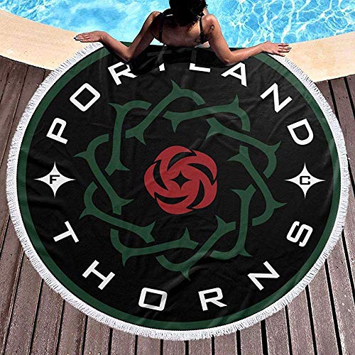 Duanrest Toalla de Playa Redonda Toalla de Playa de Gran tamaño con borlas Portland Thorns FC