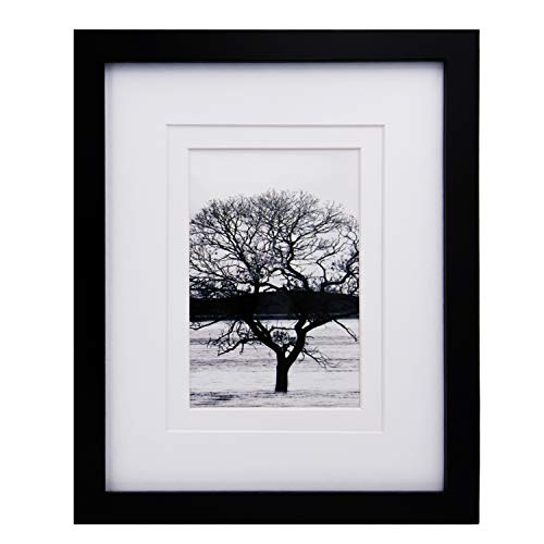 Egofine Marco de fotos de madera maciza para colgar y colocar de pie, con plexiglás HD de plexiglás, 20 x 25 cm, color negro