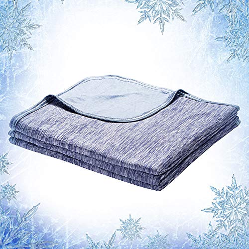 Elegear 2 en 1 Manta de Verano Microfibre Manta de Frio, 100% Algodón Manta Fina para Sofá o Cama, Cálido Manta de Viaje Doble Cara para Adultos y Niños - 200 x 150 cm-Azul