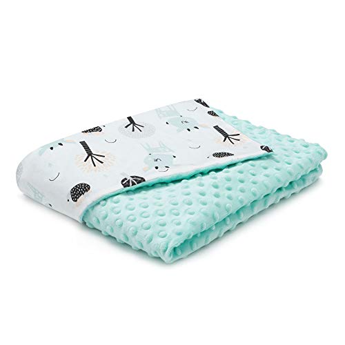 EliMeli Minky - Manta para bebé (tela Minky y y algodón, ideal como regalo), color turquesa EliMeli Minky - Manta para bebé (tela Minky y y algodón, ideal como regalo), color turquesa