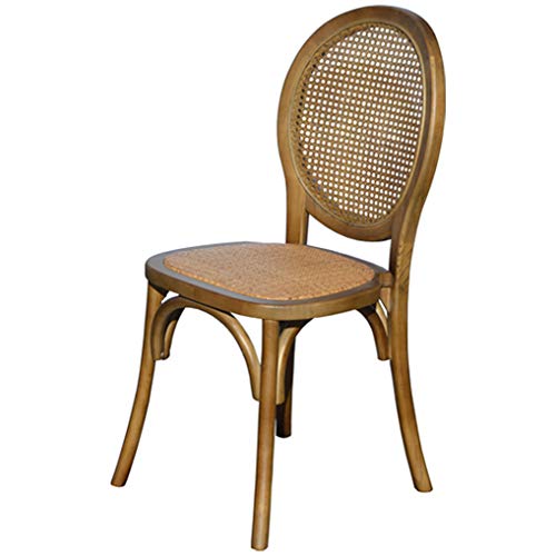 EME Silla Medallón Madera Oscura de Olmo con Asiento de ratán Natural y Respaldo de Rejilla. Incluye 1 Unidad. Sill apilable, con Acabado rústico.