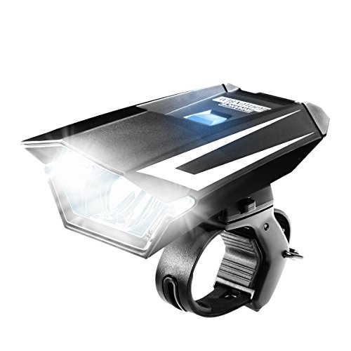 ENHANCE Linterna para Bicicleta LED indicador de Bateria y Dos Posiciones de Potencia/Luz de Seguridad Nocturna/Dejate Ver