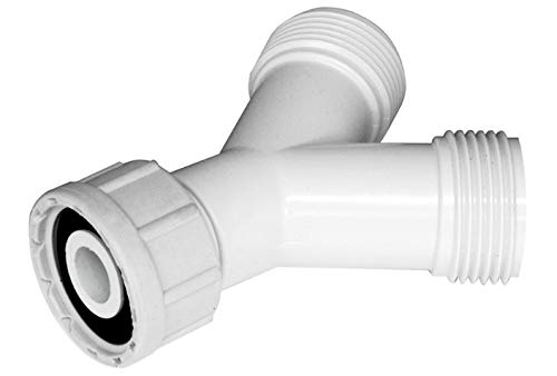 Europart Conector de horquilla universal 762226, distribuidor en Y, doble conexión de PVC para manguera de entrada para lavadora o lavavajillas, 1 rosca interior de 3/4", 2 roscas exteriores de 3/4"