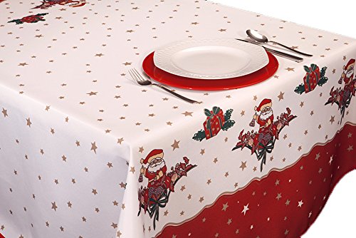 ExclusivoCIR Manteles Joyeaux Noel Navidad Pascua Estampados Antimanchas Colores Primaverales Decoracion Hogar (240 x 150 cm)