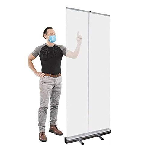 F-XW Protector De Estornudo, Banner Enrollable Transparente, Mampara de Protección, En Pie Divisor Pantalla, para Oficinas y Trabajo Bar, 60 × 160 cm, 80 × 180 cm