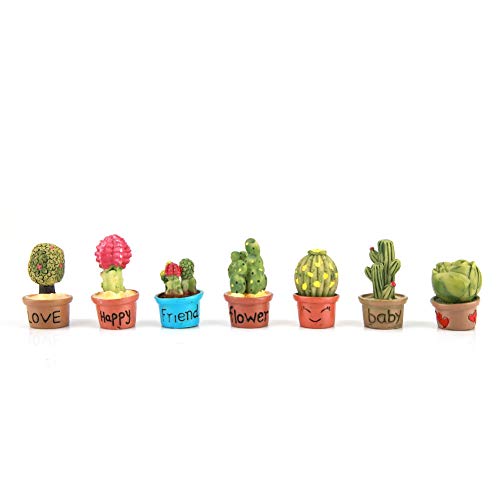 Fdit 7 adornos de jardín en miniatura, diseño de cactus pequeño, plantas suculentas, macetas, decoración de casa de muñecas, mini planta