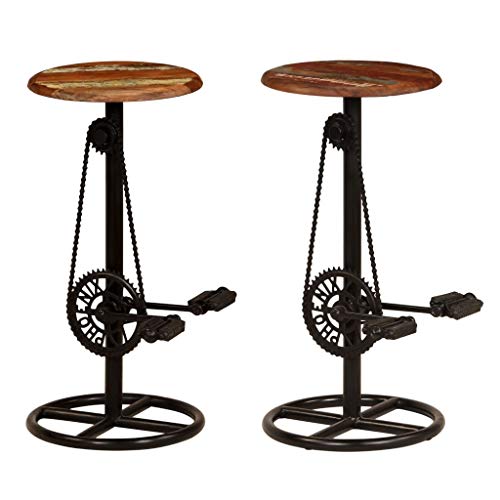 Festnight Taburetes de Bar 2 Unidades para Cocina o Comedor Madera Maciza Reciclada 38x76 cm Festnight Taburetes de Bar 2 Unidades para Cocina o Comedor Madera Maciza Reciclada 38x76 cm