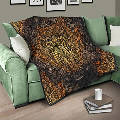 Flowerhome Colcha para cama o sofá, diseño de búho, mandala y loto, para adultos y niños, color blanco, 100 x 150 cm