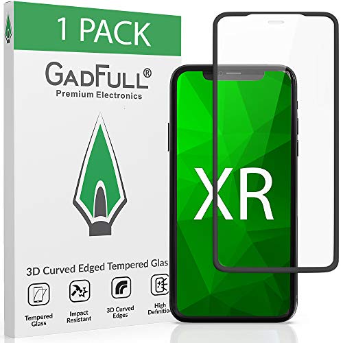 GadFull Protector de Pantalla para iPhone XR | Lámina de Vidrio Templado Curvada 3D de Cobertura Total para Pantalla Táctil | Fuerte, Inastillable, Resistente a Las Huellas, Dureza de 9H