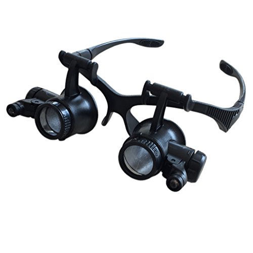 Gafas Lupa Con Luz LED Aumentos Relojero Joyeria Lupa 9892G -10X, 15X, 20X, 25X
