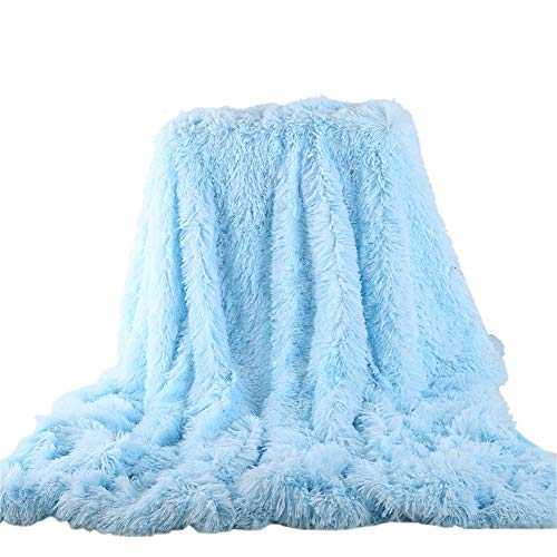 GODGETS Blanket Manta Microfibra Artificial Cubierta de Piel para sofá Cama Ligeramente mullida Suave y Cálido Azul 160×200 CM