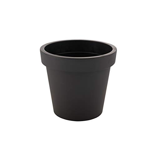 greemotion Maceta de Flores Anna 6 l para Interiores y Exteriores, Maceta Redonda de Plástico con Agujeros para Perforación, Aprox. Ø 25 cm, Antracita