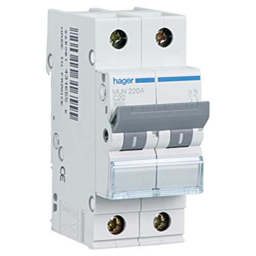 Hager MUN510A Interruptor Automático Magnetotérmico Serie MU, 1P+N, 10A, curva C, 6KA