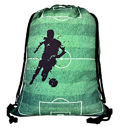 HECKBO Mochila niñas y niños - con Dibujos de fútbol - se Puede Lavar a máquina - 40x32 cm - para el la Escuela, para Hacer Deporte - Mochila, zapatillero, Bolso, Bolsa de Deporte para fútbol