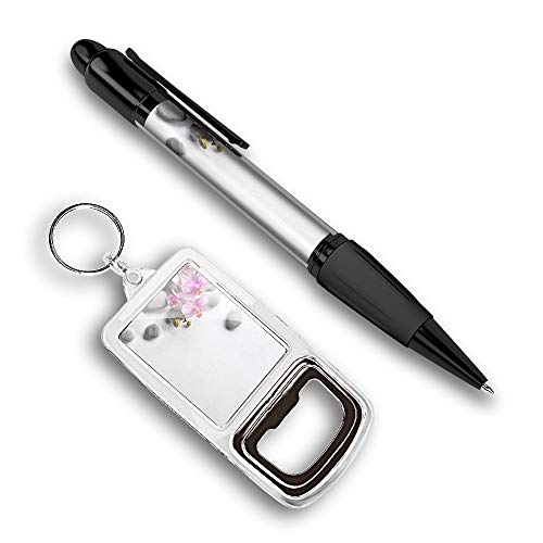 Hermoso y cómodo bolígrafo con una imagen y elegante abridor de botellas de acrílico llavero para las llaves – orquídeas flores spa bonito jardín rosa #24240