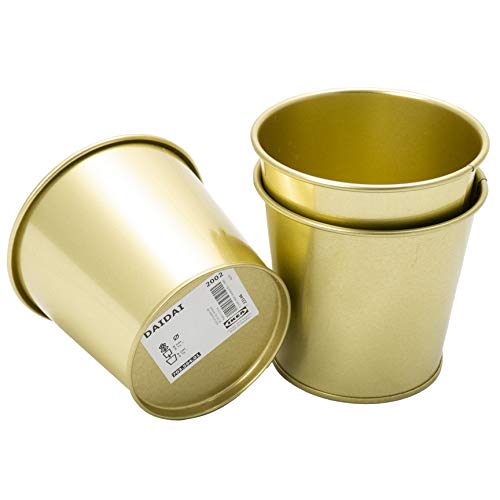 IKEA Daidai - Juego de 3 macetas de acero para plantas (9 cm), color dorado