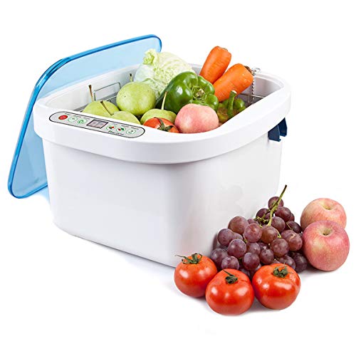 JTIH® 12.8L Máquina doméstica de limpieza por ultrasonidos de tamaño mediano, lavadora de frutas y verduras, frutas y verduras, mariscos, mejillones, alimentos, vajilla