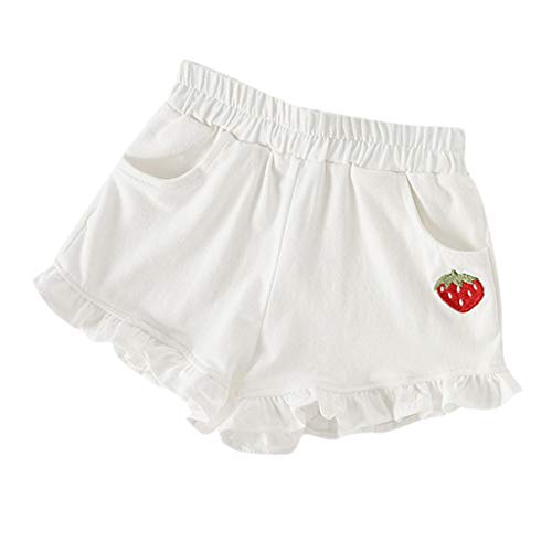 Julhold Pantalones cortos de verano para bebé Candy de color algodón con diseño de hojas de loto, elásticos en la cintura, para 1 – 6 años Bianco 2-3 Años