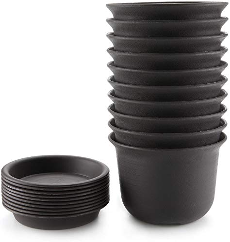 KAHEIGN 10 macetas de plástico de 15 cm de grosor, macetas de jardinería para interiores con paleta de drenaje (negro)