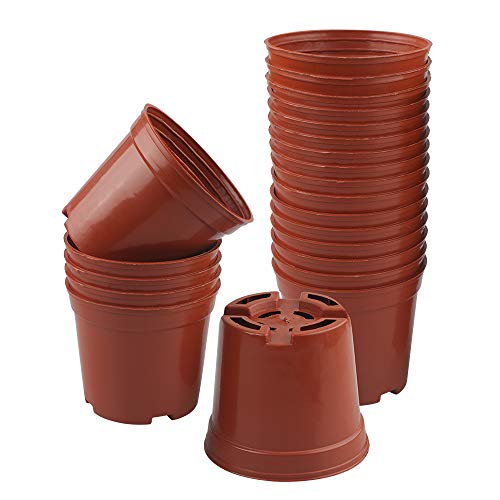 KINGLAKE- Macetas redondas de plástico (50 unidades, 7,5 cm, con bandejas, para plantas suculentas, pequeñas macetas
