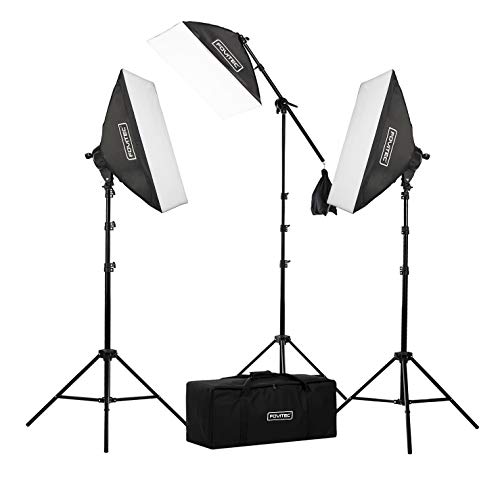 Kit de iluminación de Estudio fotográfico y de vídeo con Caja de luz 20 x 28 2 500 Watts una Caja de luz One-Quick EZ Setup, un Brazo telescópico con trípode Jirafa y 1 - Maletín de Transporte