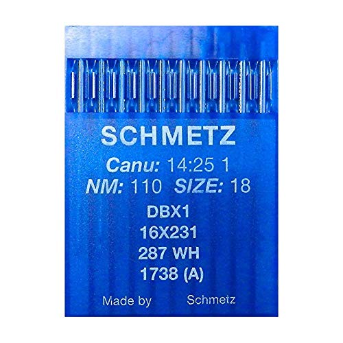 La Canilla ® - 10 Agujas para Máquina de Coser Industrial Schmetz DBx1 1738(A) 16x231 Grosor 110/18 Pistón Redondo
