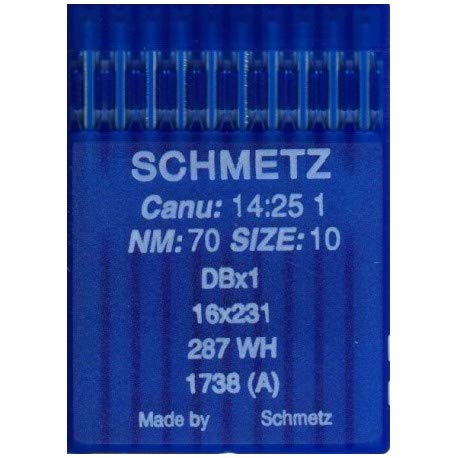 La Canilla ® - 10 Agujas para Máquina de Coser Industrial Schmetz DBx1 1738(A) 16x231 Grosor 70/10 Pistón Redondo La Canilla ® - 10 Agujas para Máquina de Coser Industrial Schmetz DBx1 1738(A) 16x231 Grosor 70/10 Pistón Redondo
