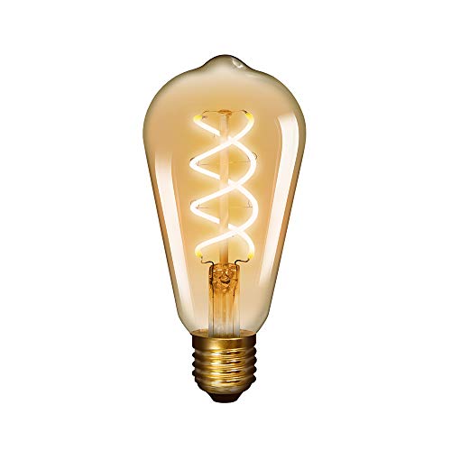 Lampara Bombilla de Vidrio LED Filamento Curvo Edison E27 ST64 Retro LED 5W Luz Calida 2500K 450Lm para Lampara de Pared de Colgante No Regulable Lot de 1 de Enuotek