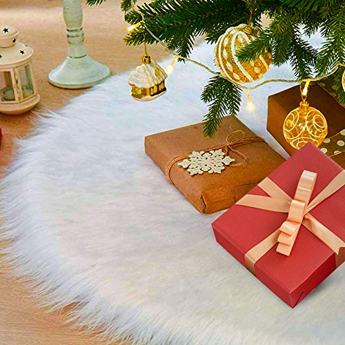 laxikoo 122 cm Manta para árbol de Navidad, Blanco Falda del árbol de Navidad Suave Felpa Ornamentos de árbol de Vacaciones Navidad decoración de Parte Inferior Falda de la decoración Blanca